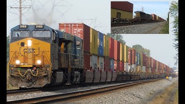 Fast CSX Intermodal Q009 lead by ES44AH #3102 & ES40DC #5254 + Mid DPU ES44AH #3211 in Mentor Ohio
