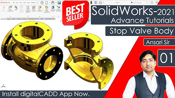 SolidWorks Assembly Tutorials | Stop Valve Body Design | SolidWorks Full Course | Digitalcadd app.