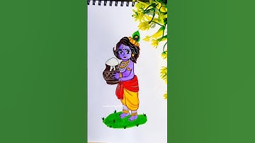 🏵️Cute little Krishna drawing 😍#shorts#youtubeshorts #shortsfeed #krishna