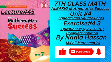 ||Unit#4||Solution Exercise#4.3Q(6-10)(Square Root by Division M)|ALBAKIO Mathematics Success Class7