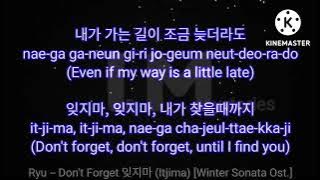 Ryu (류) -- Don't Forget 잊지마 (Itjima) [Winter Sonata Ost.] #lyrics #wintersonata #dontforget