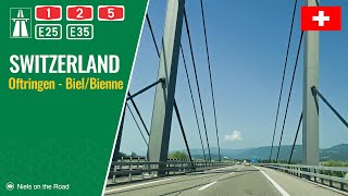 Driving in Switzerland: Autobahn A1 E25, A2 E35 & A5 from Oftringen to Biel / Bienne