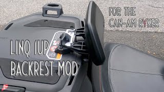 LINQ Rack mod For the CanAm RYKER, Allows use of 1up backrest with LinQ Rack.