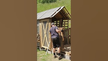 Building a CABIN from PALLETS, extension #shorts