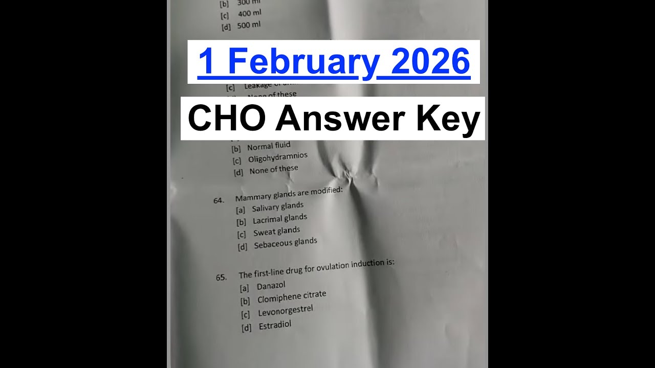 1 February 2026 CHO Answer Key Official Paper 