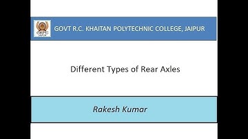 Different types of Rear Axles II Rakesh Kumar II ME 206 II GPC JAIPUR