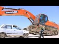 कार पर चढ़ाई 36 टन की LNT मशीन | car vs big excavator LNT machine amazing experiment