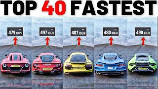 Top 40 Fastest Supercars - Forza Horizon 5 | Extremely Downhill Top Speed (All Tuned)