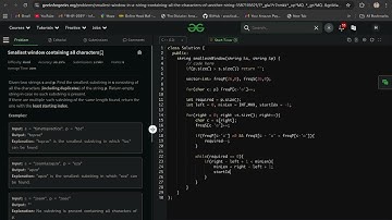 Smallest window containing all characters gfg POTD