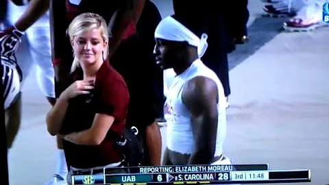 Trainer checking Bruce Ellington out on sideline