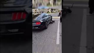 Road Rage Gone Wrong... Mustang vs Teenager. 🚗💥🏍️ #shorts