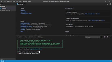 React native Tutorial Installing Dependencies - Expo - Visual Code
