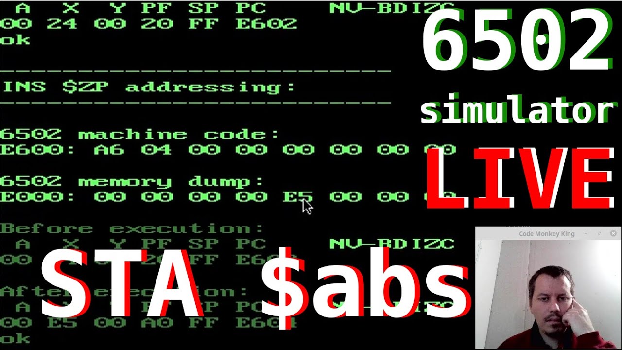 Live Coding A Bootable 6502 Processor Simulator In X86 Assembly STA With Absolute Addressing 