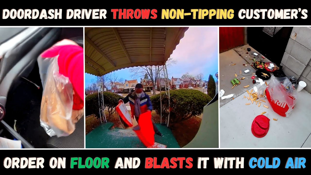 DoorDash driver throws non-tipping customer’s order on floor and blasts it with cold air