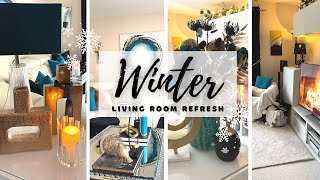 GLAM LIVING ROOM REFRESH | WINTER Decorate With Me 2023 / After Christmas Decorating Ideas