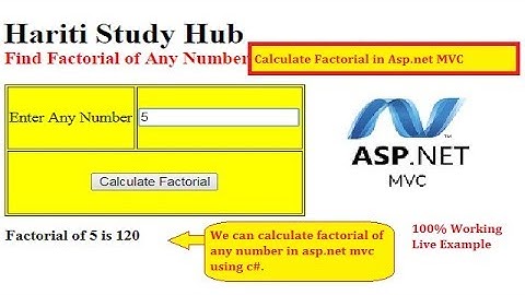 Implement Code to Calculate Factorial of Any Number in Asp.Net MVC | Hindi | Free Online Classes
