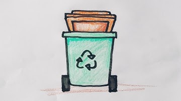 Dustbin drawing easy/Dustbin drawing and colouring easy step by step@ChalkDrawing 