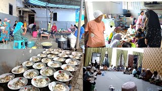 The atmosphere of Rewang in the village for the tahlil event and sending prayers on the 3rd day f...