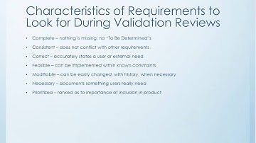 Requirements Validation and Verification