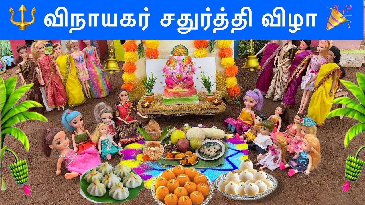 Vinayagar Chathurthi Celebration in barbie village 🔱🪔 | diy clay ganesha classic barbie show