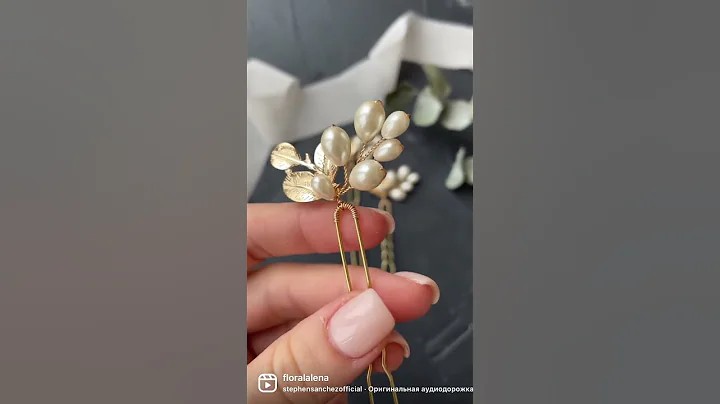 Handmade pearl hair pins with gold leaves✨Worldwide shipping 🌎 PayPal #hairaccessories #bridalhair