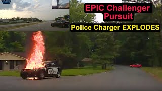 Police Charger EXPLODES in FLAMES during EPIC Chase of Stolen Challenger