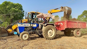 Jcb 3dx Backhoe Machine Loading Mud In Swaraj 735 Fe Tractor | Jcb Khudai | Jcb Video | jcb cartoon
