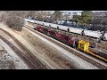 Five Trains in 15 Minutes, Amtrak 19, CP Units Lead MOW Equipment in the Cold Wind thumbnail