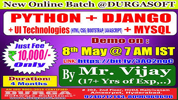 PYTHON + DJANGO + UI + MYSQL Online Training @ DURGASOFT