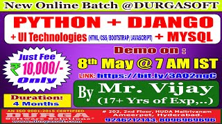 PYTHON + DJANGO + UI + MYSQL Online Training @ DURGASOFT