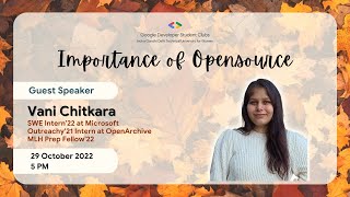 GDSC IGDTUW Autumn of Code 🍁I Importance of Open Source by Ms. Vani Chitkara