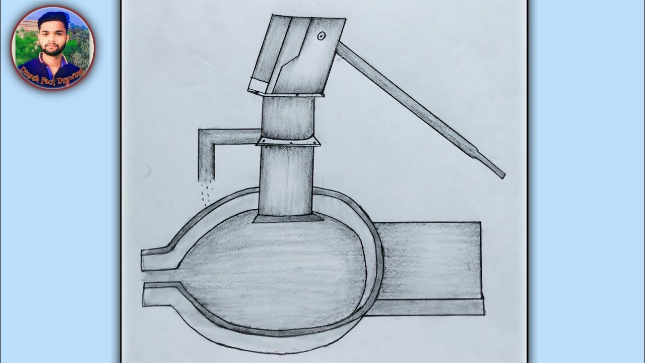 Hand Pamp pencil sketch easy drawing video//पानी वाली नल का चित्र बनाए ...
