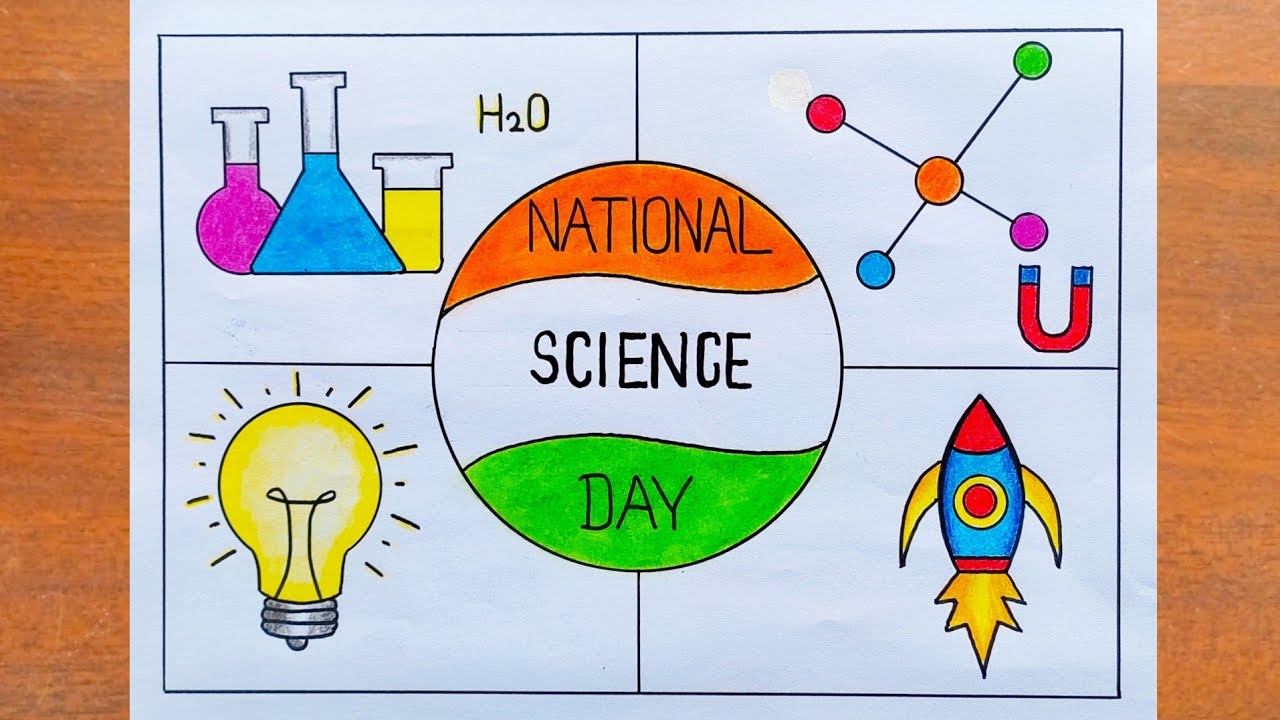 National Science Day Drawing / How to Draw National Science Day Poster Step by Step Very Easy 