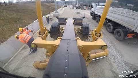 Motor Grader Inside The Cab Grading On The TrainStation-Skilled Operator