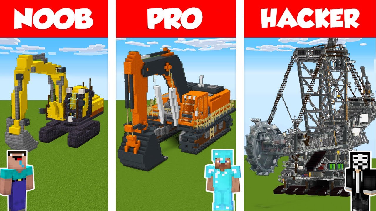 Minecraft NOOB vs PRO vs HACKER: EXCAVATOR HOUSE BUILD CHALLENGE in Minecraft / Animation