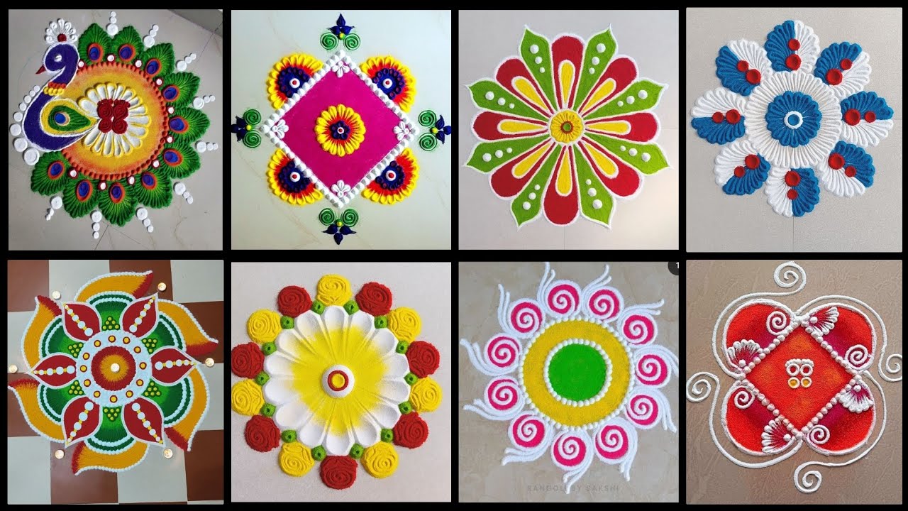 Simple Diwali & dhanteras rangoli designs// Two colour Festival rangoli ...