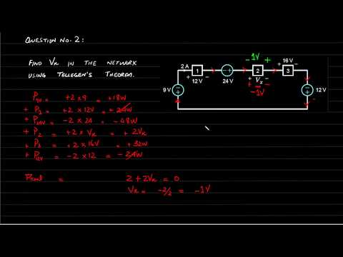 Numerical Tellegen's theorem Finding voltage and Power (Chapter 1 Basic Concepts) LEC 8
