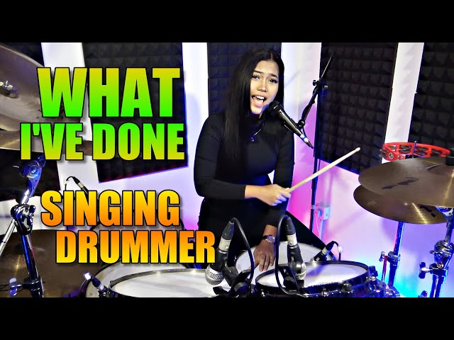 WHAT I'VE DONE COVER BY NUR AMIRA SYAHIRA SINGING DRUMMER class=