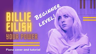 Billie Eilish-Your Power-Easy piano computerized tutorial for beginners #BillieEilish #your power