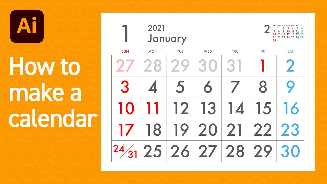 Illustrator Tutorial How To Make A Calendar カレンダーの作り方 Adobe Illustrator Cc 2020 Youtube