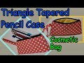 How to sew. Tapered triangle pencil case DIY cosmetic pouch easy beginner fat quarter fabric project