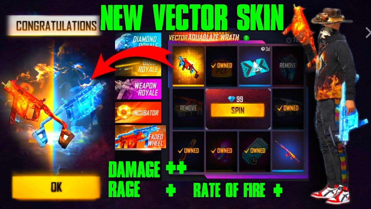 NEW LEGENDARY VECTOR GUN SKIN IN FREE FIRE || FADED WHEEL EVENT :: VECTOR ABILITY TEST 100%