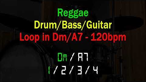 Reggae Drum, Bass and Guitar Loop in Dm/A7 - 120bpm