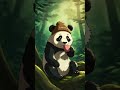 A cute panda 🐼 sitting in the forest eating a coffee ☕