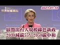 歐盟出台大規模綠色新政 2030減碳55% 2050碳中和 TVBS文茜的世界財經周報 20210718 X 富蘭克林‧國民的基金