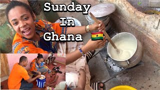 Typical Sunday In A Ghanaian Home| Cook TUO ZAAFI With Me| life In Sunyani Ghana