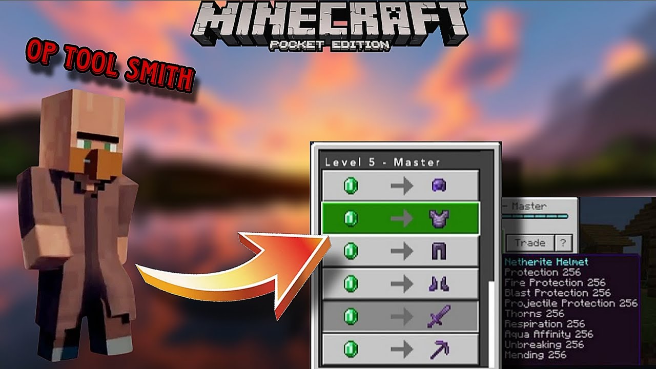 Minecraft but Tool Smith trade OP items - YouTube