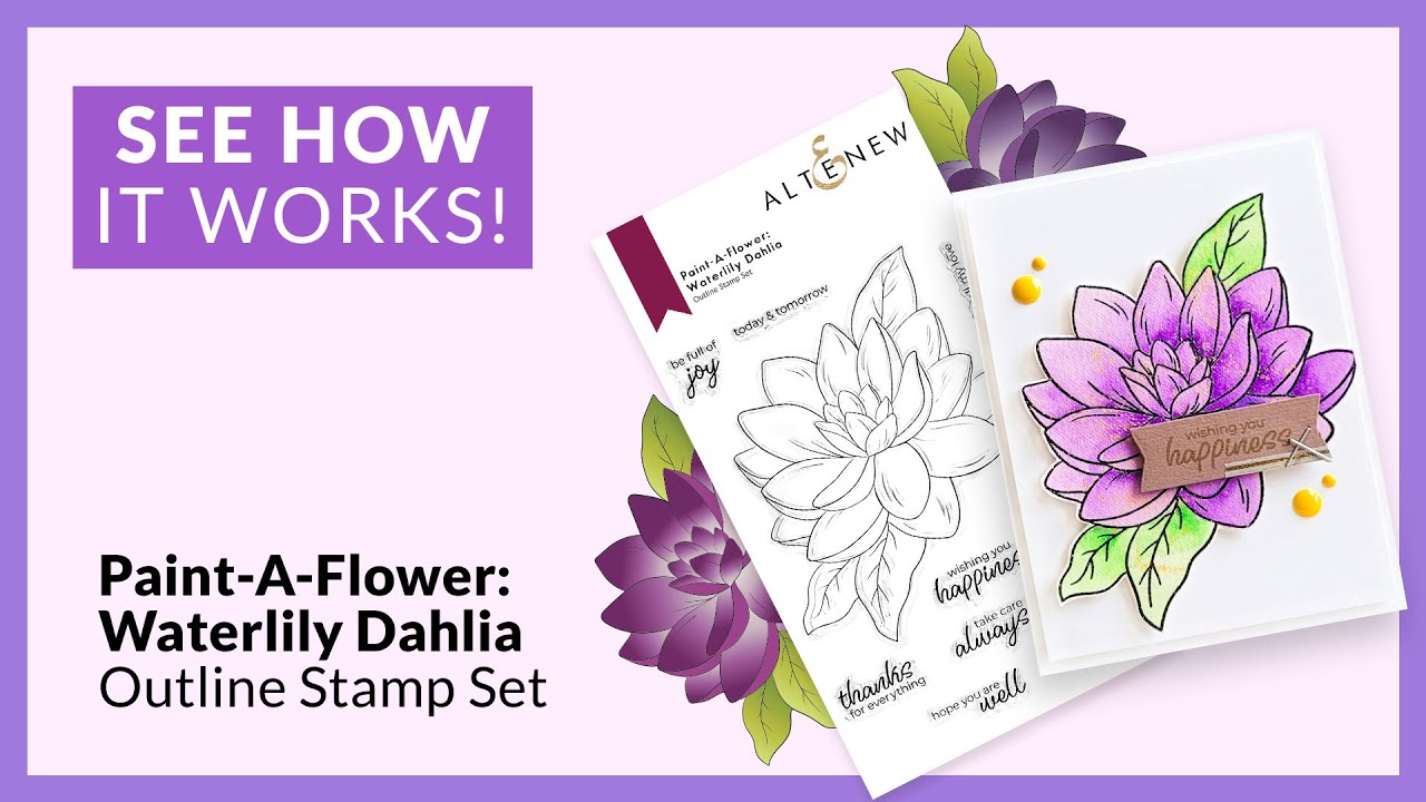 Paint-A-Flower: Waterlily Dahlia Outline Stamp Set