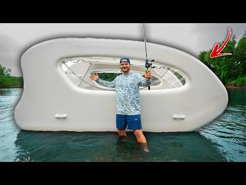 Camping On My European Imported INFLATABLE HOUSEBOAT!! (catch n cook)