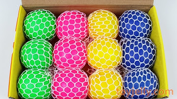 Learn Colors Mesh Squishy Balls Super Kinder Joy Surprise Egg Toy Box Playset for Kids Baby Songs